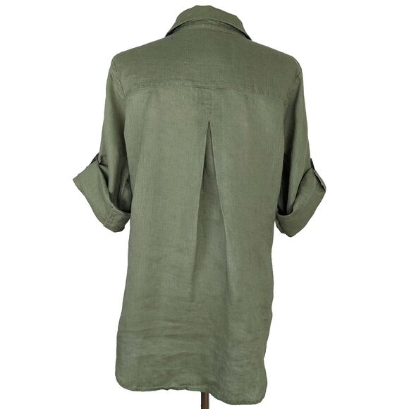 Bella Dahl Womens LG Green 100% Linen Pullover Tunic Top - Picture 5 of 9